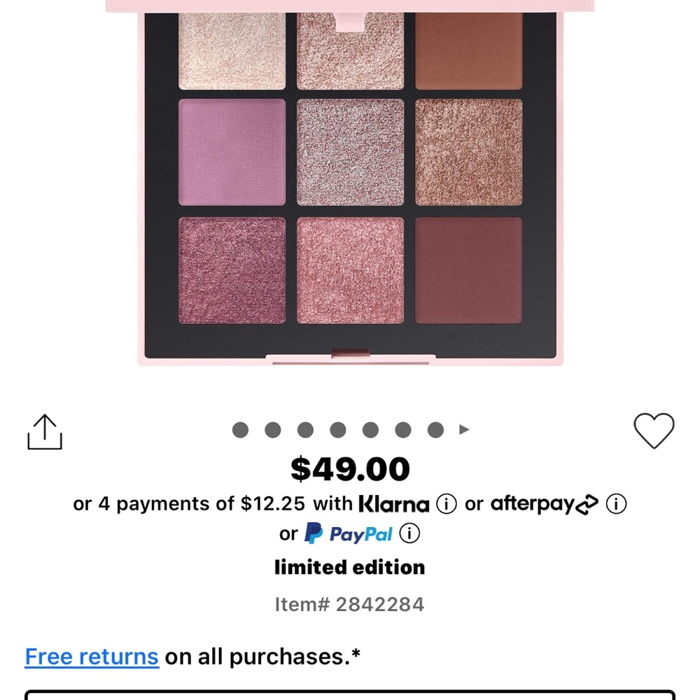 NARS limited edition afterglow tempting  eyeshadow palette